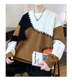 American street style men and women trendy personalized round neck sweater couple winter high street loose retro casual knitted