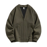 Cardigan Sweater Korean Vintage Popular Zipper Jacket Oversize Black Zipper Loose Male Business Simple Plus Size 6XL 7XL 8XL