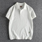 Simple Cartoon Embroidery Polo Shirt Large Size American Retro Casual Lapel Half Button Shirt Summer Youth Short-sleeved Top