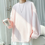 Spring Long Sleeved T-shirt Men White Casual T Shirt Men Streetwear Korean Loose Pleated T Shirt Mens Top Large Size M-5XL