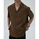 Summer Short Sleeved Shirt Men Oversized Beige Casual Shirt Streetwear Men Korean Loose Hollow Shirt Mens Hawaiian Shirts