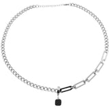 Stainless Steel Cuban Chain Choker Necklace for Men Black Square Pendant Necklace Male Neck Chains Cool Hip Hop Neck Jewelry New