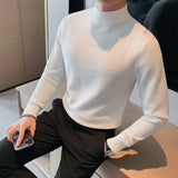 Male High End Fashion Knitted Pullover Sweater Men Half Turtle Neck Winter Woolen Casual Jumper Clothes