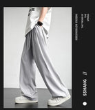 Men's Casual Straight Long Loose Pants Stretch Elastic Waist Jogger Korean Classic Blue Black Gray Male Brand Trousers Plus Size