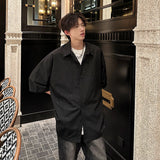 Streetwear Men's Glitter Shirts Summer Short Sleeve Oversized Chic All-match Shirt Men Women Korean Daily Loose Tops Black/White