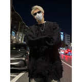 Ripped Tassel Sweater Men Women Streetwear Pullovers Men's Sweater Harajuku Fashion Hip Hop Fringed Knitted Round Neck Sweaters
