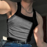 Men Tank Tops Mesh Hollow Out Solid V Neck Sleeveless Streetwear Male Vests Transparent Summer Fashion Men Clothing