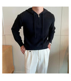 New British Leisure Men's Hooded Sweater Trendy Zip-up Preppy Style Slim-fit Long Sleeve Hoodies Casual Vintage Warmth Knitwear