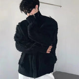 winter new Korean casual retro cardigan knitted jacket with tassel design for men and women stand up collar sweater y2k