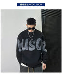Round neck sweater men and women new autumn and winter styles letter printed American style trendy loose casual knit sweater top