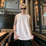 Men Ice Silk Hellow Sleeveless TShirts O-Neck Vest Summer Male Loose Casual Tank Tops Fashion Oversized Singlets Male Clothing