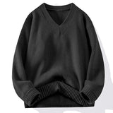Knitted V-Neck Sweater Ribbed Neckline Not Easy To Deform Thick Warm Fashion Trend Crisp Shape Tall Thin Quality Fabric Skin