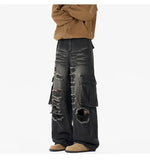 Ripped Camo Jeans Men 2025 New Loose Straight Leg Denim Pants Outdoor Hiking Trousers Casual Comfort Street Style Fashion