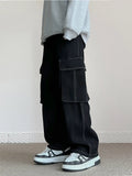 Men's Fashion Pocket Cargo Jeans Korean High Street Classic Black Denim Pants Personality Streetwear Male Trousers Trendy Brand