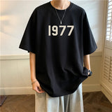 5Colors 1977 Printed T-Shirt 100% Cotton Short Sleeve Tee Shirt Hip Hop Loose Casual Men Women T Shirts Oversized Sports Wear