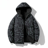 Korean Hip Hop Winter Parkas Thickened Warm Padded Coat Youth Trendy Bread Jacket Two Sides Wearing Jacket Cityboy Hooded Wear