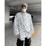 Summer Thin Shirt Three-dimensional Butterfly Decor Long Sleeve Shirt Tassel Casual Fashion Loose Male Sun-proof Clothing