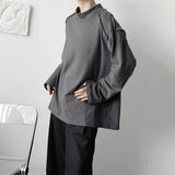 Autumn Winter Fashion Elegant Niche Half Turtleneck Long-Sleeved T-Shirt Mens Pullover Casual Loose Cotton Top Bottoming Shirt