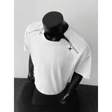 Breathable Mens Round Neck T-Shirt man Zip Detail Trendy Design New Urban Streetwear Casual Summer Tee Comfort Fit Stylish Soft