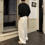 Men's Ins Trend Brand Solid Color Hoodie Autumn Casual Gym Sports Nightclub Party Round Neck Bottom Top Male Men's Clothing