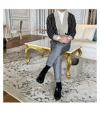 Light Mature Style Autumn Winter New Cardigan Men British Retro College Style Knitted Jacket Contrasting Suit Collar Sweater