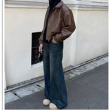 American Street Spring and Autumn Men and Women Trendy Personality Straight Tube Washed Jeans Couple Loose Retro Casual Pants