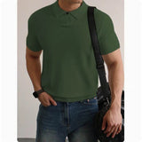 New Men's Clothing Light Luxury Business Polo Shirt Casual Slim-fit Knitted Solid Color Short Sleeve T-shirt High Quality Tops