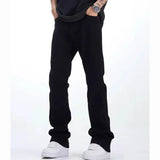 Man Solid Color Loose Fit Jeans Unisex Spring Summer New Pants American Casual Fashion Slimming Micro Flared Trousers Style