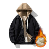 New Padded Jacket Men Winter Baseball Hoodie Wool Liner Jacket Men Hipster Workwear Street HipHop Top Fake Two Piece Casual