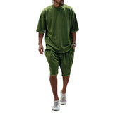 Men's Tracksuit Casual Cotton Short-sleeved T-Shirt Shorts 2-piece Suit Summer Sportswear Loose Men's Clothing Suit