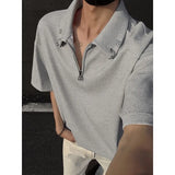 Summer Short Sleeved T-shirt Men Casual Lapel T Shirt Men Streetwear Korean Loose Checkered Tshirt Mens Polo Shirt Plus Size