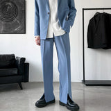 Pants Men Trousers Casual Autumn New Arrival Front-slit Fashion Straight High Street Office Clothes Simple Business Harajuku