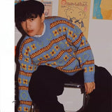 Autumn Winter Japanese Pullover Striped Floral Pattern Long Sleeved Knitted Sweater BF Loose Lazy Style Couple Sweater Jacket