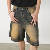 New Casual Loose Straight Denim Shorts For Mens Spring Summer Stylish Solid Color Jean Short Pant Men Vintage Baggy Denim Shorts