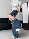 Hip Hop Ripped Baggy Jeans Men High Street Male Distressed Denim Wide Leg Pants Casual Trousers Vintage Streetwear Loose