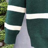 Autumn Winter New Fashion Turn-down Collar Half Zipper Long Sleeve Pullovers Men's Clothing Striped Knitting All-match Chic Tops