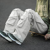 Japanese Multi-pocket Work Pants Men's Autumn Trendy Loose Straight Casual Pants Hip-hop Retro Design Trousers Aesthetic Chic