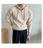 New British Leisure Men's Hooded Sweater Trendy Zip-up Preppy Style Slim-fit Long Sleeve Hoodies Casual Vintage Warmth Knitwear