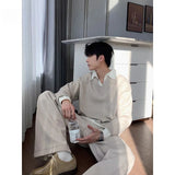 Korean style autumn and winter street fashion personality splicing V-neck sweater for couples loose and lazy knit casual top y2k