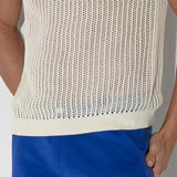 Spring Summer Mens Sexy Tops See Through Hollow Out Knitted Mesh Shirt Fashion Loose Breathable Knit Polo Shirts Men Streetwear