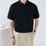 Men's Clothing Baggy Black Top Polo T Shirt for Man Unicolor Sweatshirts Plain 90s Vintage Harajuku Fashion Long Sleeve Full It