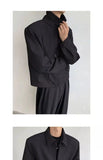 Black Short Autumn Suit Jacket Male College Preppy Wearing American Baseball Uniforms with High-end Shoulder Pad Jacket Chic