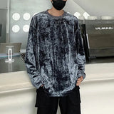Mens T-Shirt Mercerized Velvet Bright T-Shirt Autumn Fashion Streetwear Personality Niche Long-Sleeved Tops Men'S Clothing