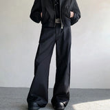 Wide Leg Pants Men Simple Baggy Smart Casual High Street Handsome All-match Korean Fashion Daily Full-length Trousers Classic