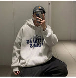 Letter Printing Hoodie Men Oversized Hooded Sweatshirts Fleece Autumn and Winter Korean Fashion Couple Clothing Pullover Hoodies