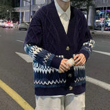 Colorful Cardigan Men Fashion British Style Traditional All-match Comfortable Baggy Twisted Knitwear Chic Advanced Long Sleeve