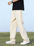 Summer Korean Men's Pants Light&Thin Polyester Elastic Waist Semi-Wide Loose Slacks Drape Suit Pants Male Casual Trousers