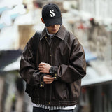 Spring Autumn Cool Handsome Oversized Black Pu Leather Jacket Men Zipper Long Sleeve Luxury Designer Clothes