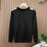 British Retro Men's Knitted Polo Shirt Light Luxury Patchwork Slim-fit Long Sleeve T-shirts Autumn Leisure Business Tops M-3XL