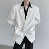 Korean Style Men's Suit Metal Button Decoration Business Casual Shoulder Pads Solid Color Loose Male Blazer New Tide 9C6665